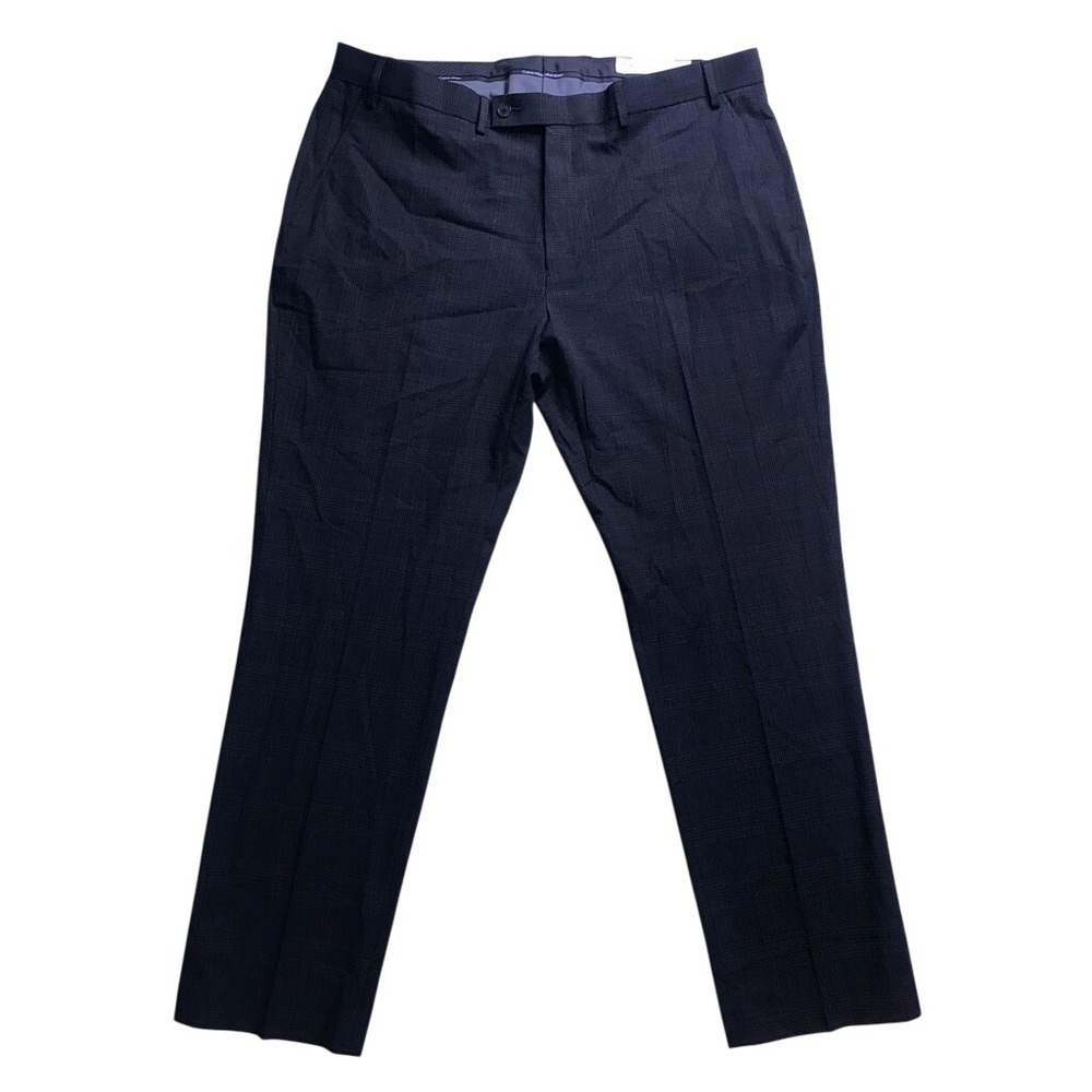Calvin Klein Dress Pants Mens 40x30 Charcoal Plaid Slim Infinite Stretch Jace